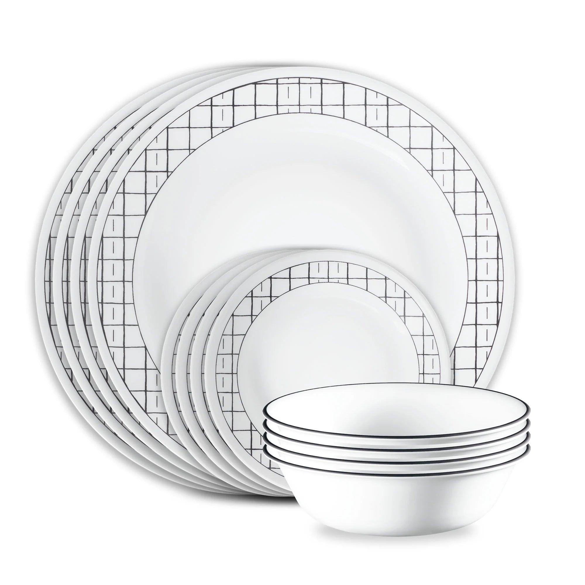 Corelle Vitrelle Delicate Grid 18-piece Dinnerware Set, Service for 6