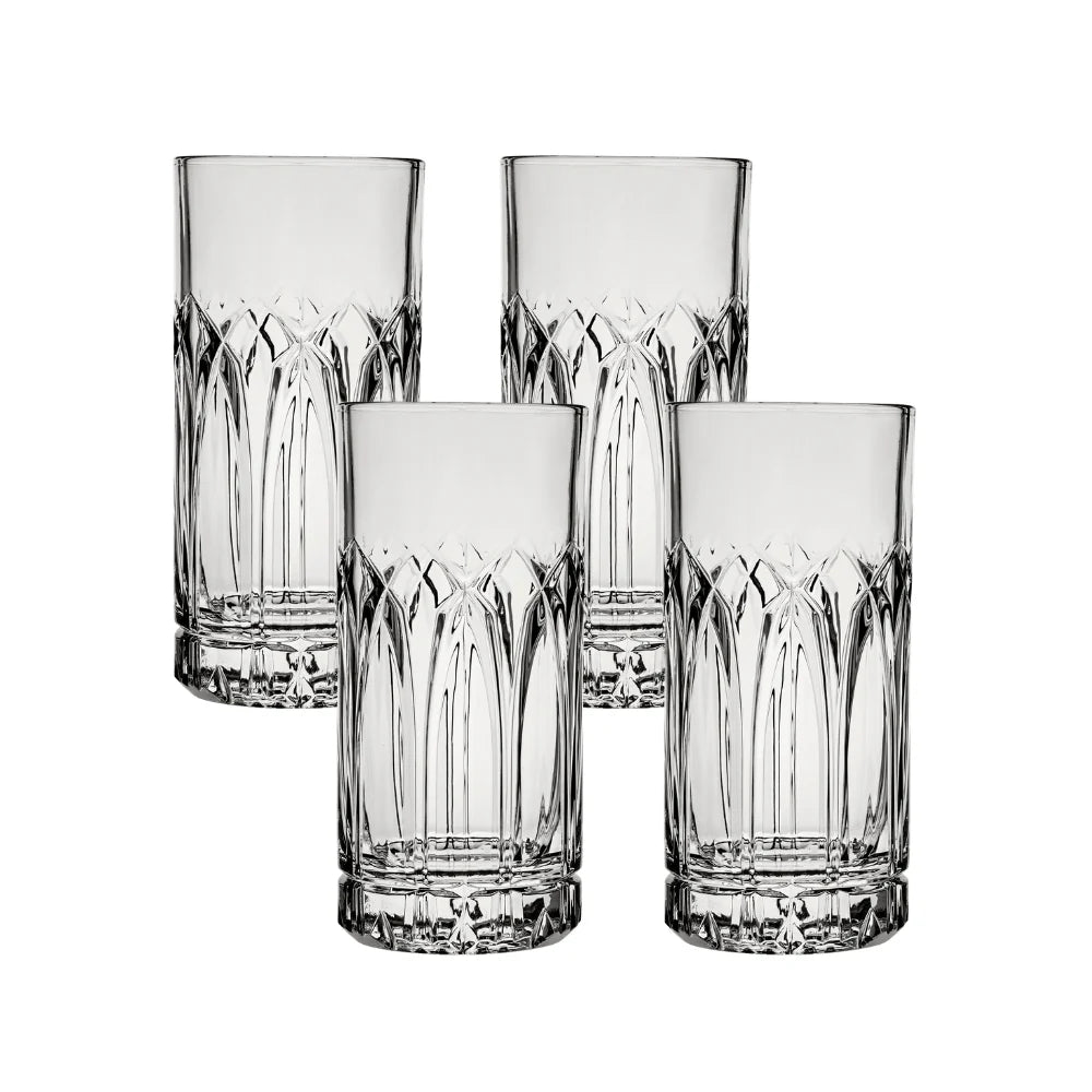 Corelle Vitrelleware Traze PST Highball Glasses (4-Pieces), 12-ounce, Dishwasher Safe