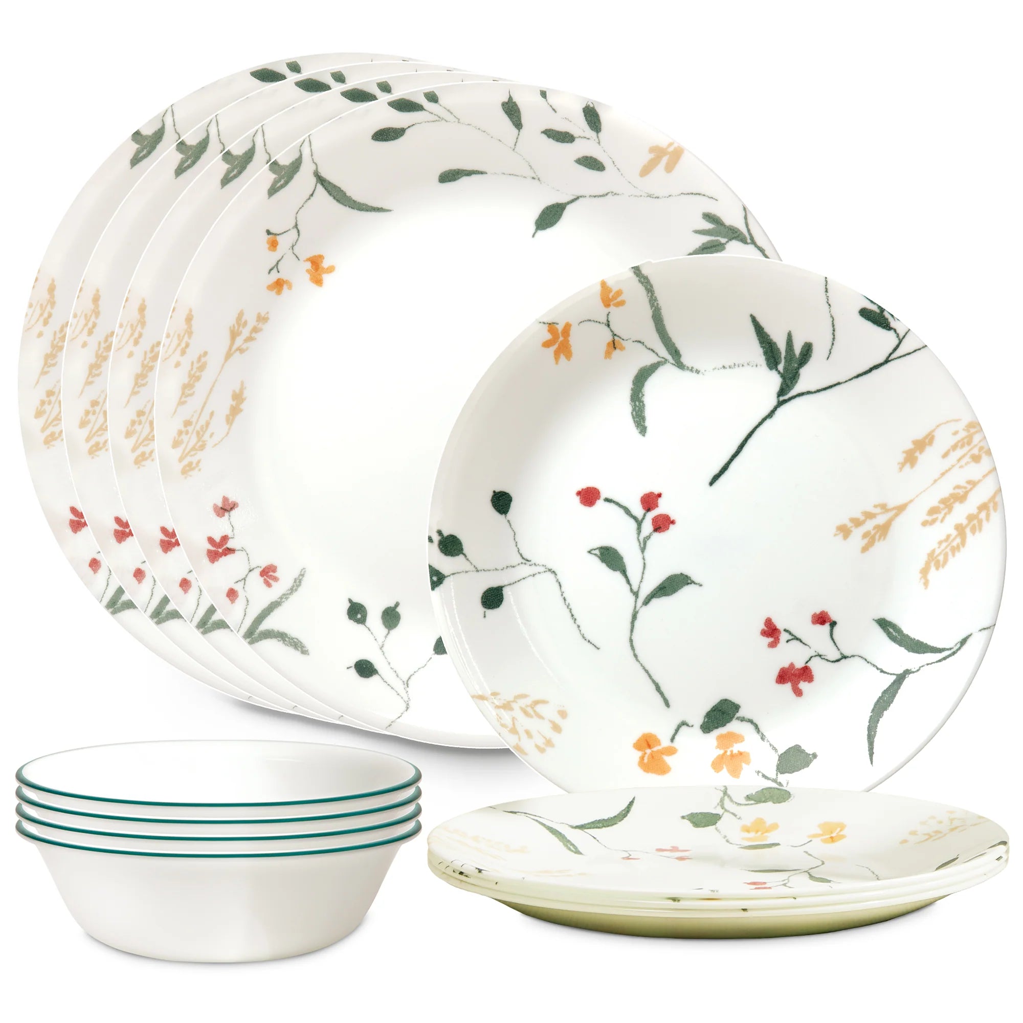 Corelle Vitrelle Wildflower Scatter 12-piece Dinnerware Set, Service for 4