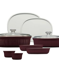Corelle Vitrelle French Colors 10-piece Bakeware Set, Cabernet