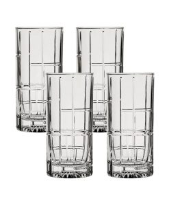 Corelle Vitrelle Traze FTR Highball Glasses (4-Pieces), 12-ounce, Dishwasher Safe