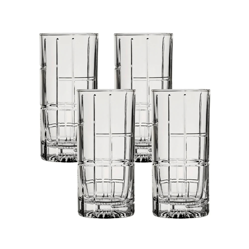 Corelle Vitrelle Traze FTR Highball Glasses (4-Pieces), 12-ounce, Dishwasher Safe