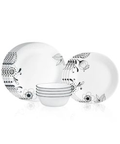 Corelle Vitrelle Inked Poppy 12-piece Dinnerware Set, Service for 4