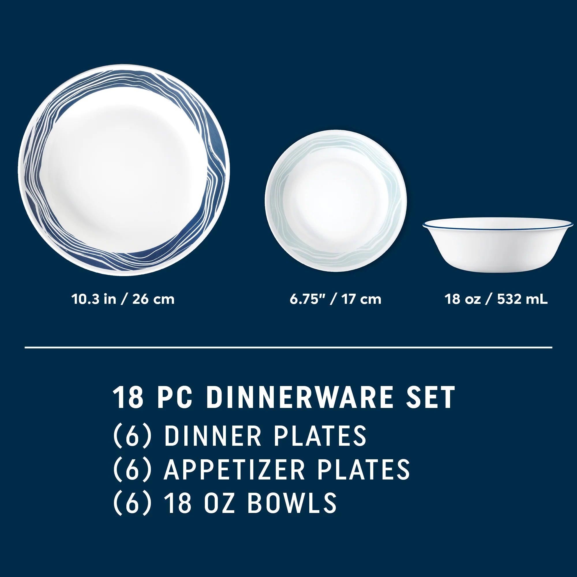 Corelle Vitrelle Acadia 18-piece Dinnerware Set, Service for 6 - Image 4