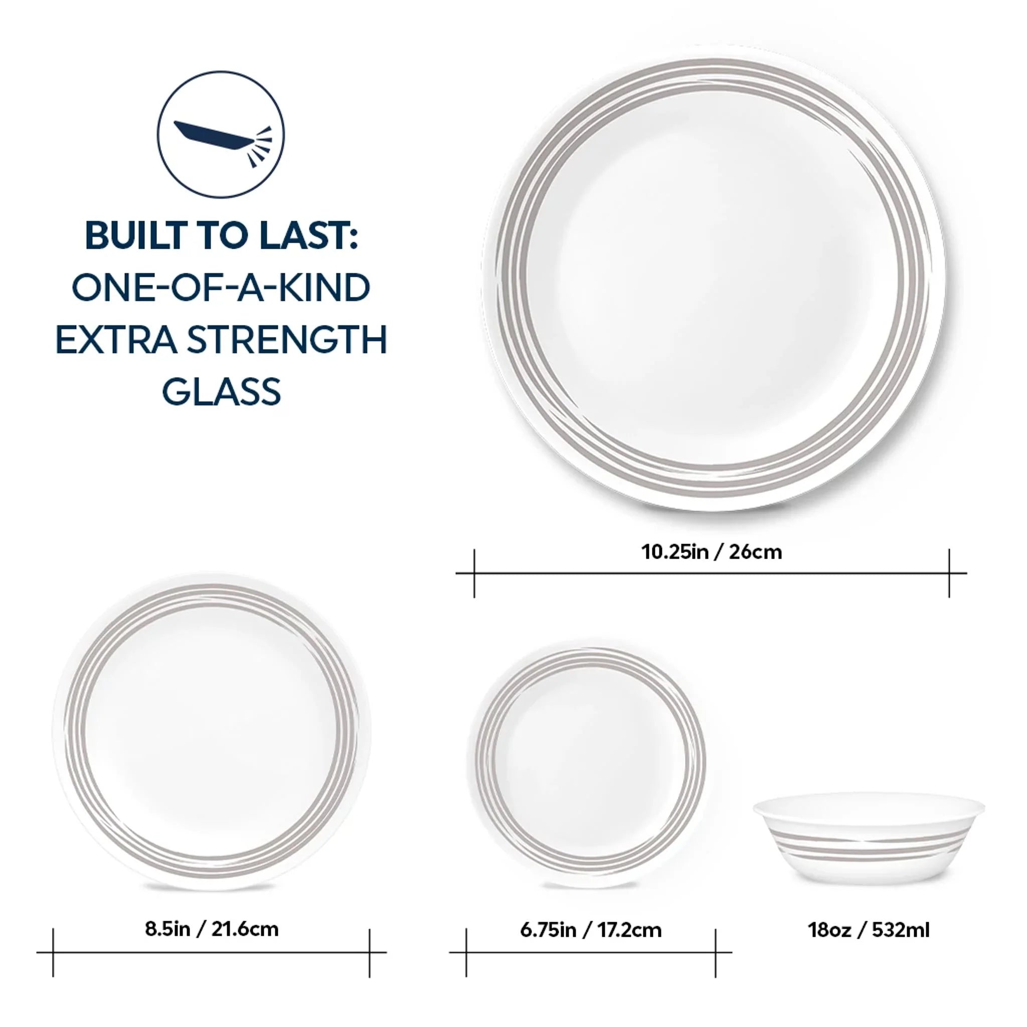 Corelle Vitrelle Brushed Silver 16-piece Dinnerware Set, Service for 4 - Image 7