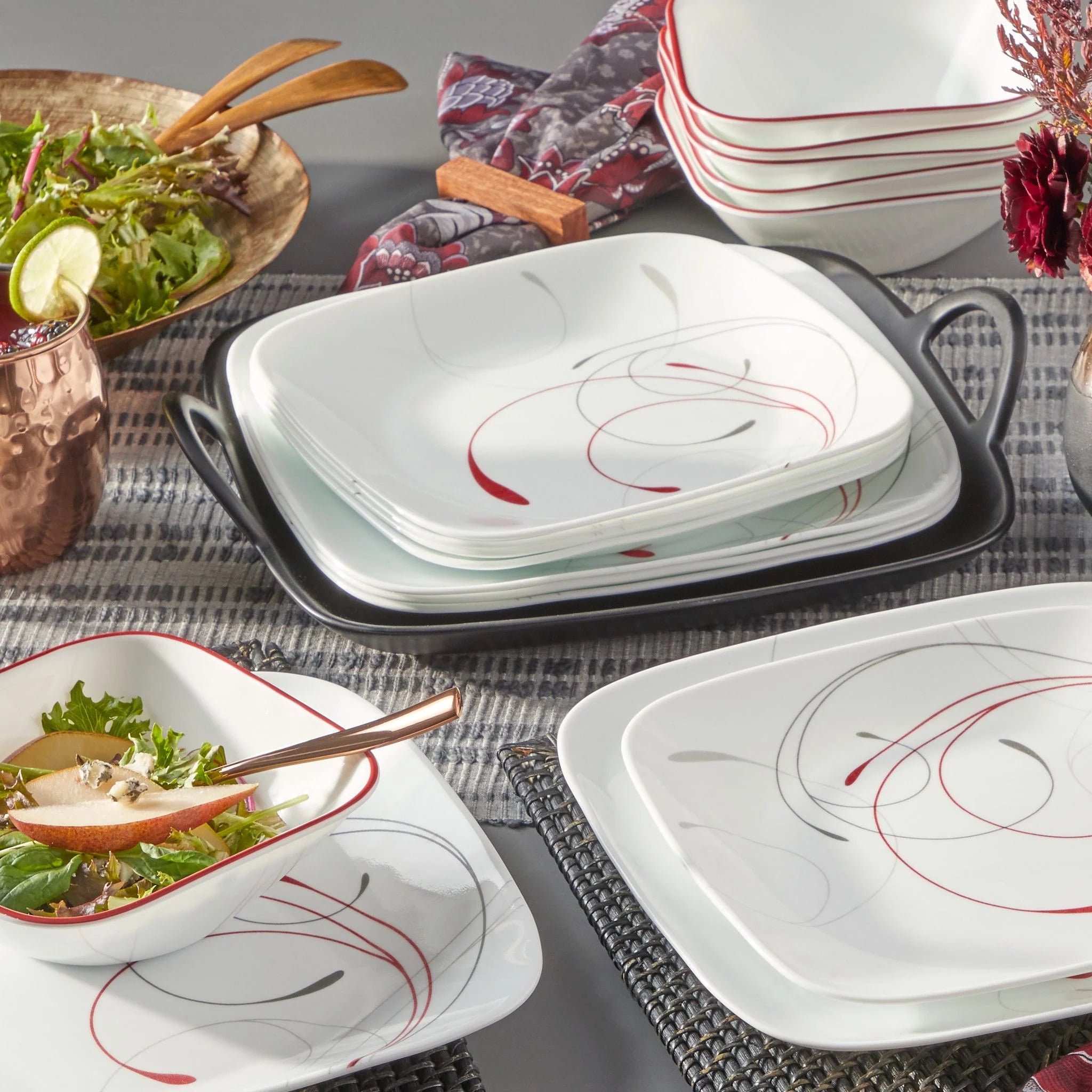 Corelle Vitrelle Square Splendor 18-piece Dinnerware Set, Service for 6 - Image 4