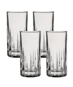 Corelle Vitrelle Traze PRE Highball Glasses (4-Pieces), 12-ounce, Dishwasher Safe