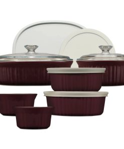 Corelle Vitrelle French Colors 12-piece Bakeware Set, Cabernet