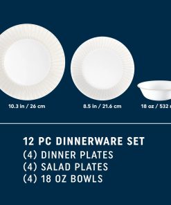 Alternative view of Corelle Vitrelle Hushed Lines 12-piece Dinnerware Set, Service for 4