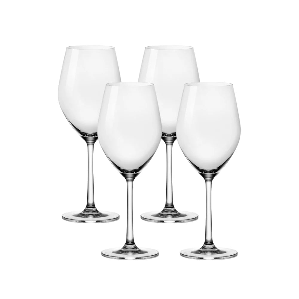 Corelle Vitrelle Sondria White Wine Glasses (4-pieces), 14-ounce, Dishwasher Safe