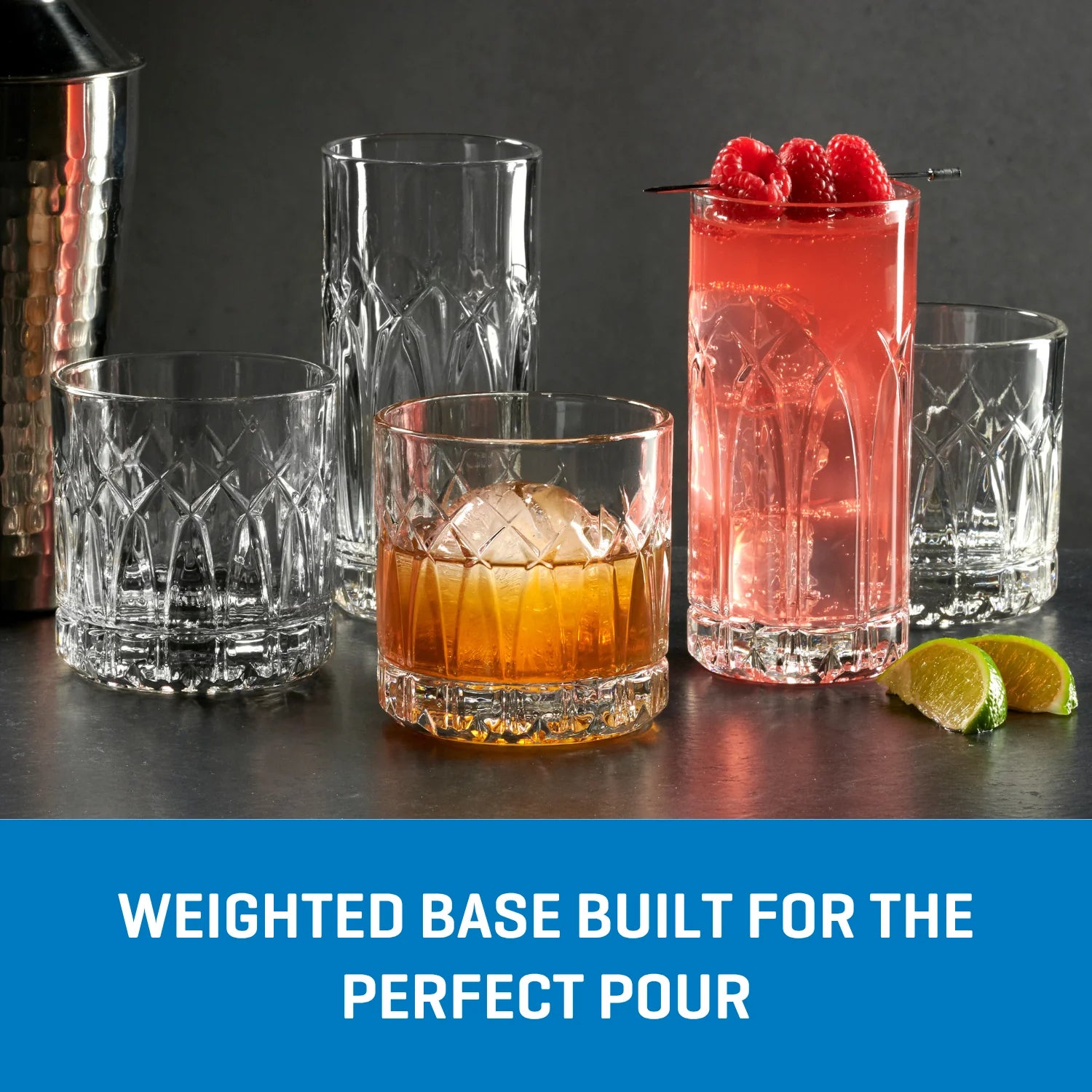 Corelle Vitrelleware Traze PST Highball Glasses (4-Pieces), 12-ounce, Dishwasher Safe - Image 3