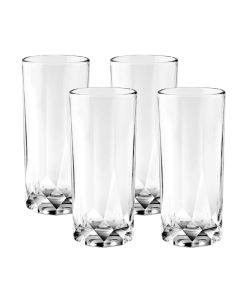 Corelle Vitrelle Cienna Long Drink Glasses (4-Pieces), 14.5-ounce, dishwasher Safe