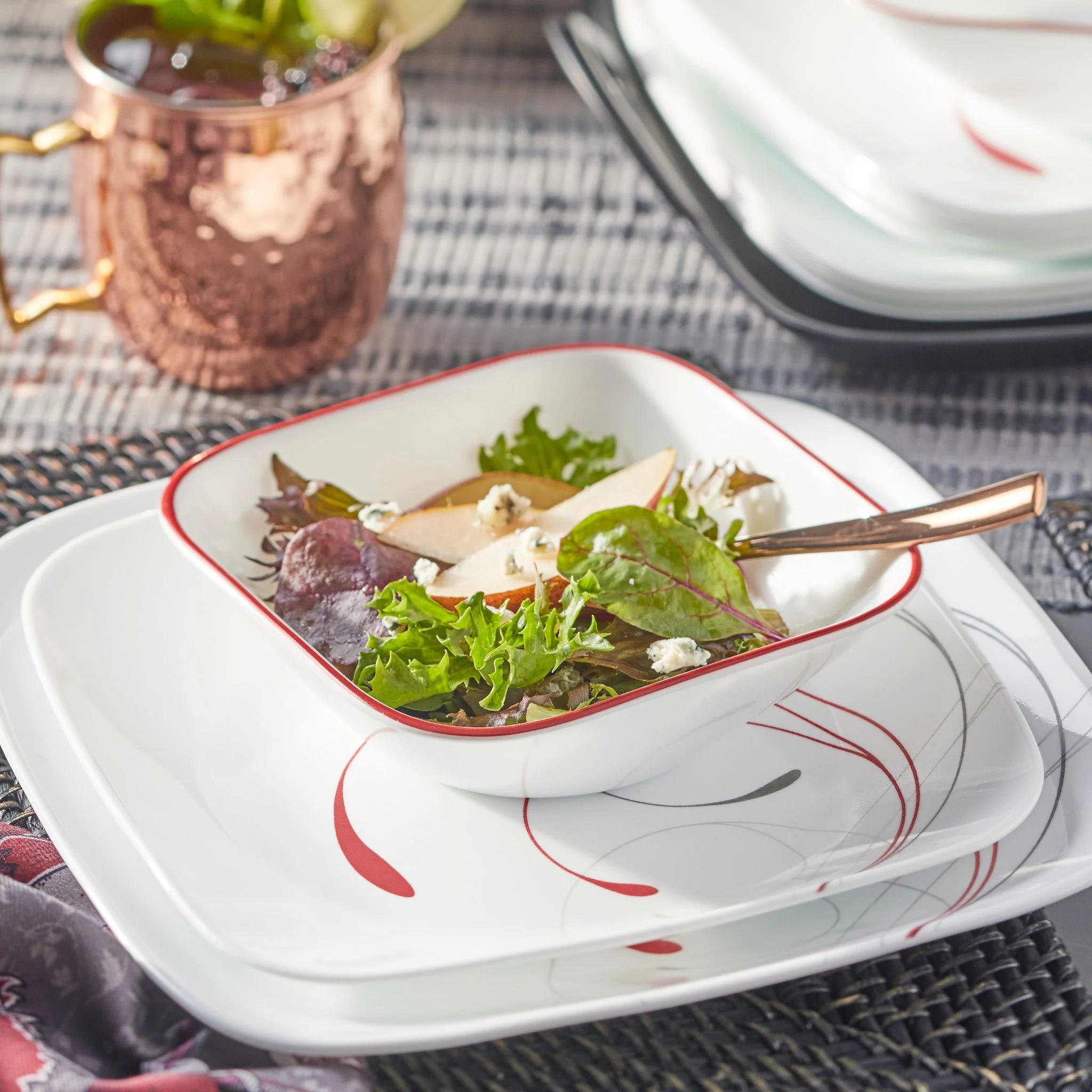 Corelle Vitrelle Square Splendor 18-piece Dinnerware Set, Service for 6 - Image 3