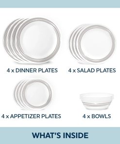 Alternative view of Corelle Vitrelle Brushed Silver 16-piece Dinnerware Set, Service for 4