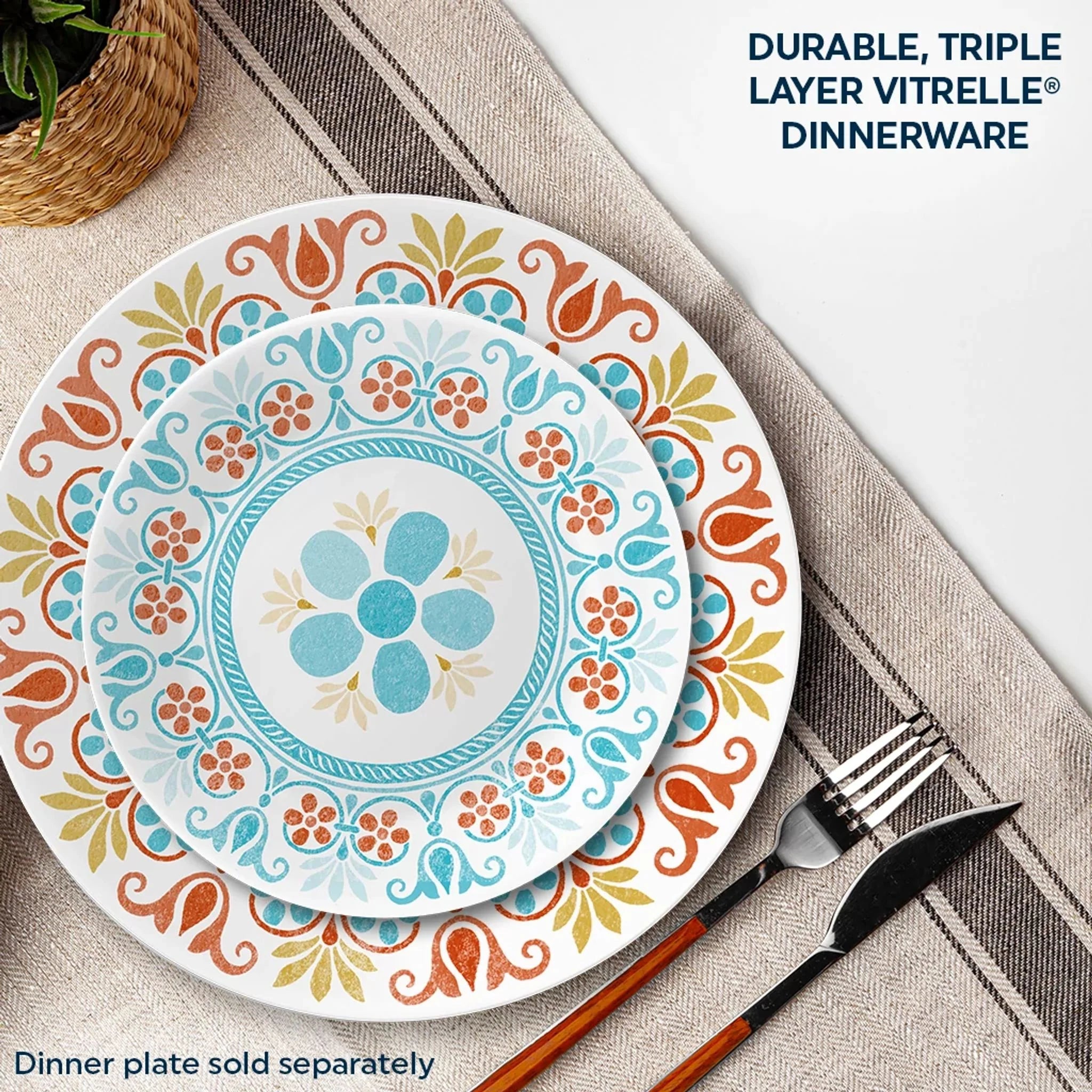 Corelle Vitrelle Global Collection Terracotta Dreams 6.75 Appetizer Plates, 6-pack - Image 6
