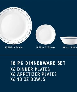 Alternative view of Corelle Vitrelle Caspian Lace 18-piece Dinnerware Set, Service for 6