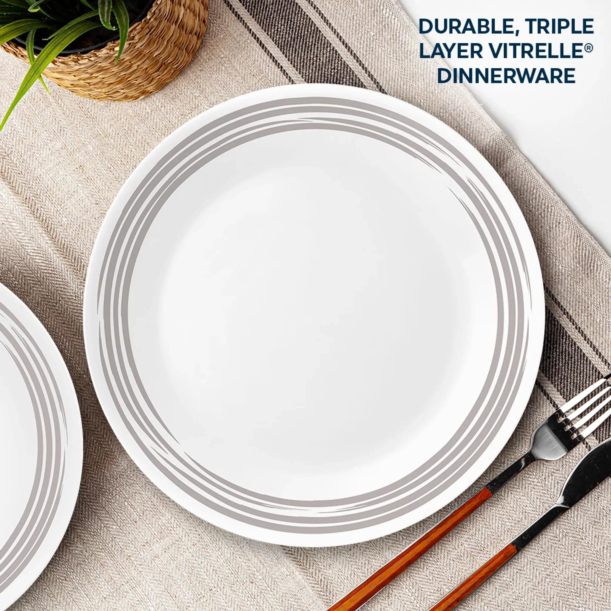 Corelle Vitrelle Brushed Silver 16-piece Dinnerware Set, Service for 4 - Image 4