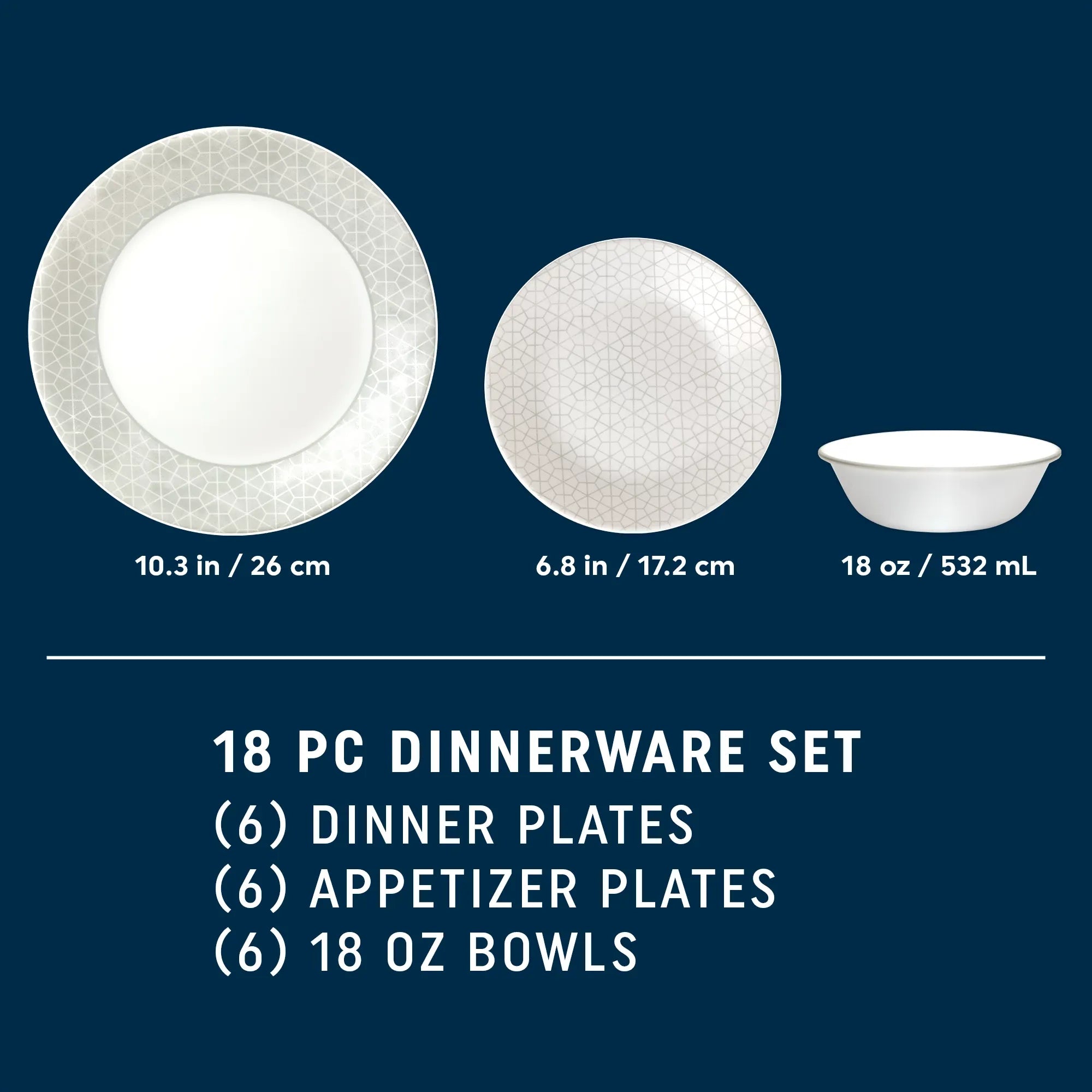 Corelle Vitrelle Knox 18-piece Dinnerware Set, Service for 6 - Image 3