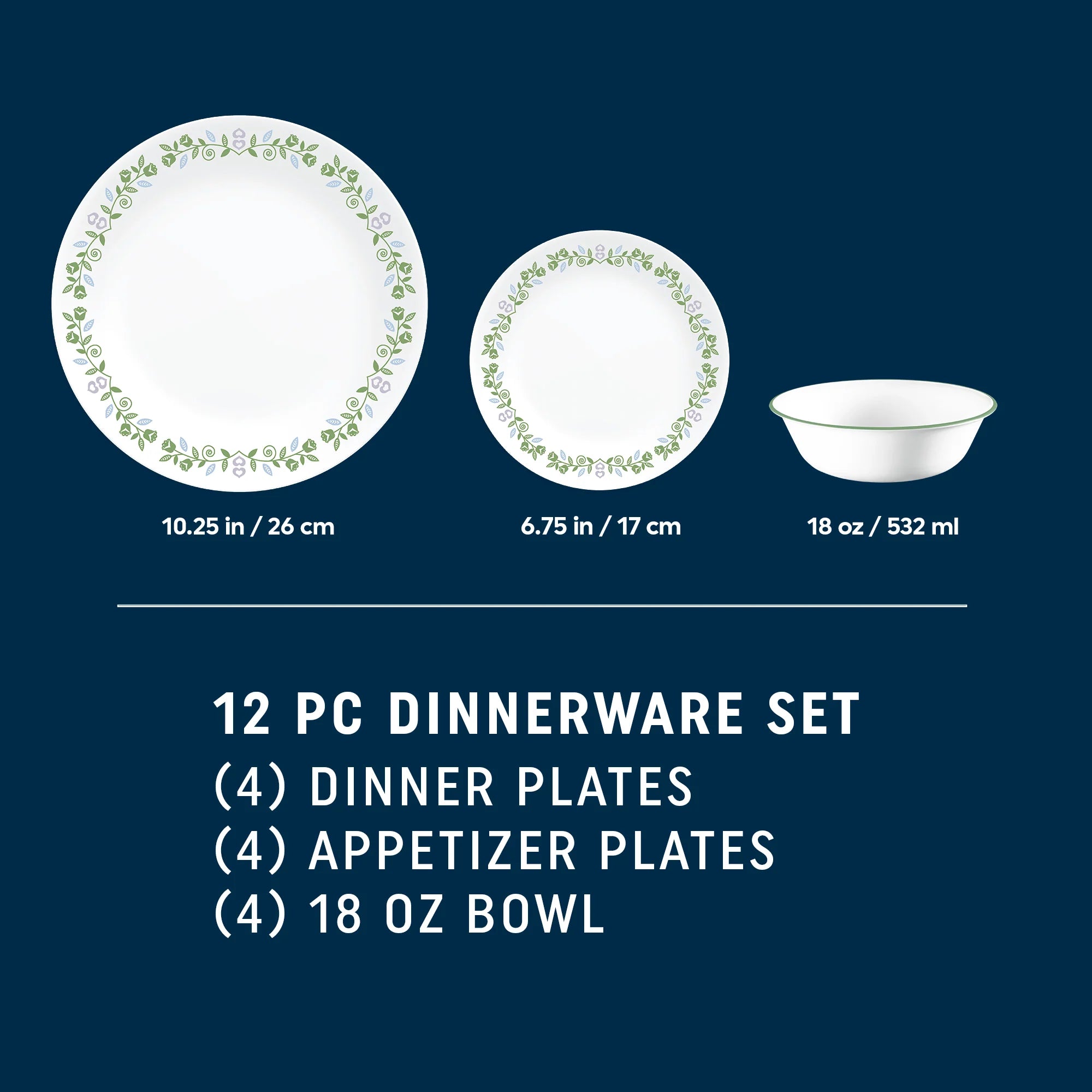 Corelle Vitrelle Bryndle 12-Piece Glass Dinnerware Set, Service for 4 - Image 2