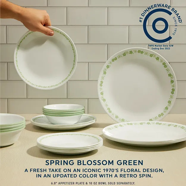 Corelle Vitrelle Spring Blossom Green 12-piece Dinnerware Set, Service for 4 - Image 5