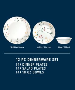 Alternative view of Corelle Vitrelle Wildflower Scatter 12-piece Dinnerware Set, Service for 4