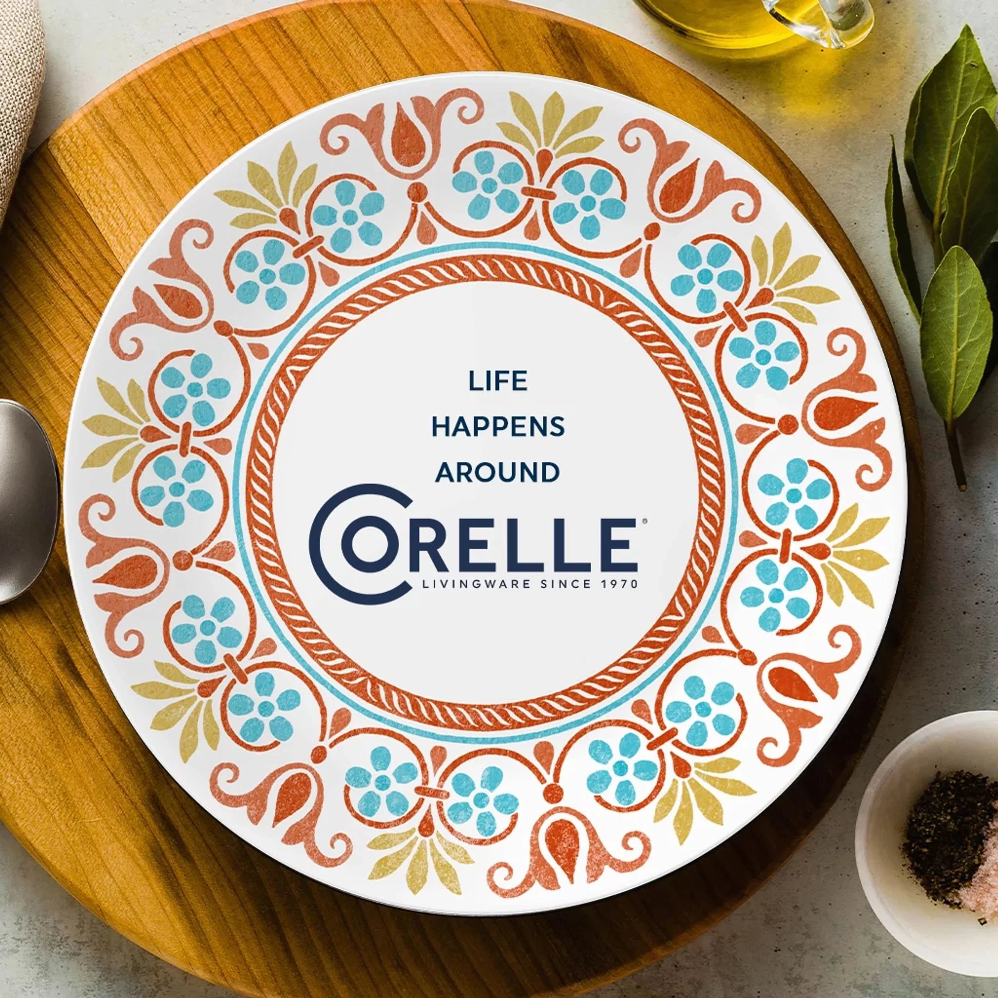 Corelle Vitrelle Global Collection Terracotta Dreams 10.25 Dinner Plate - Image 4