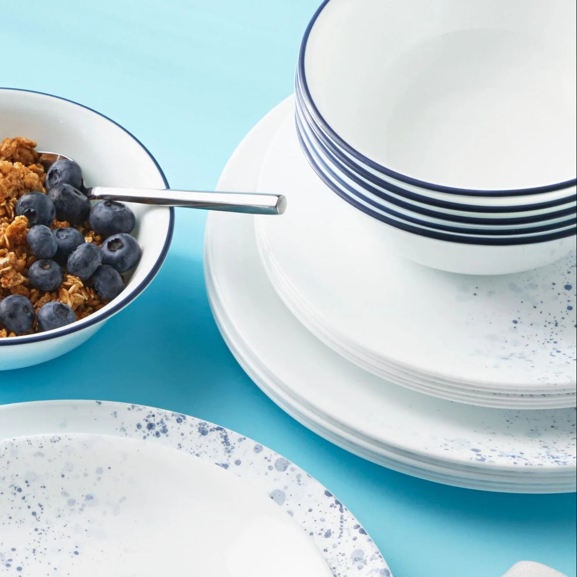 Corelle Vitrelle Indigo Speckle 18-piece Dinnerware Set, Service for 6 - Image 2