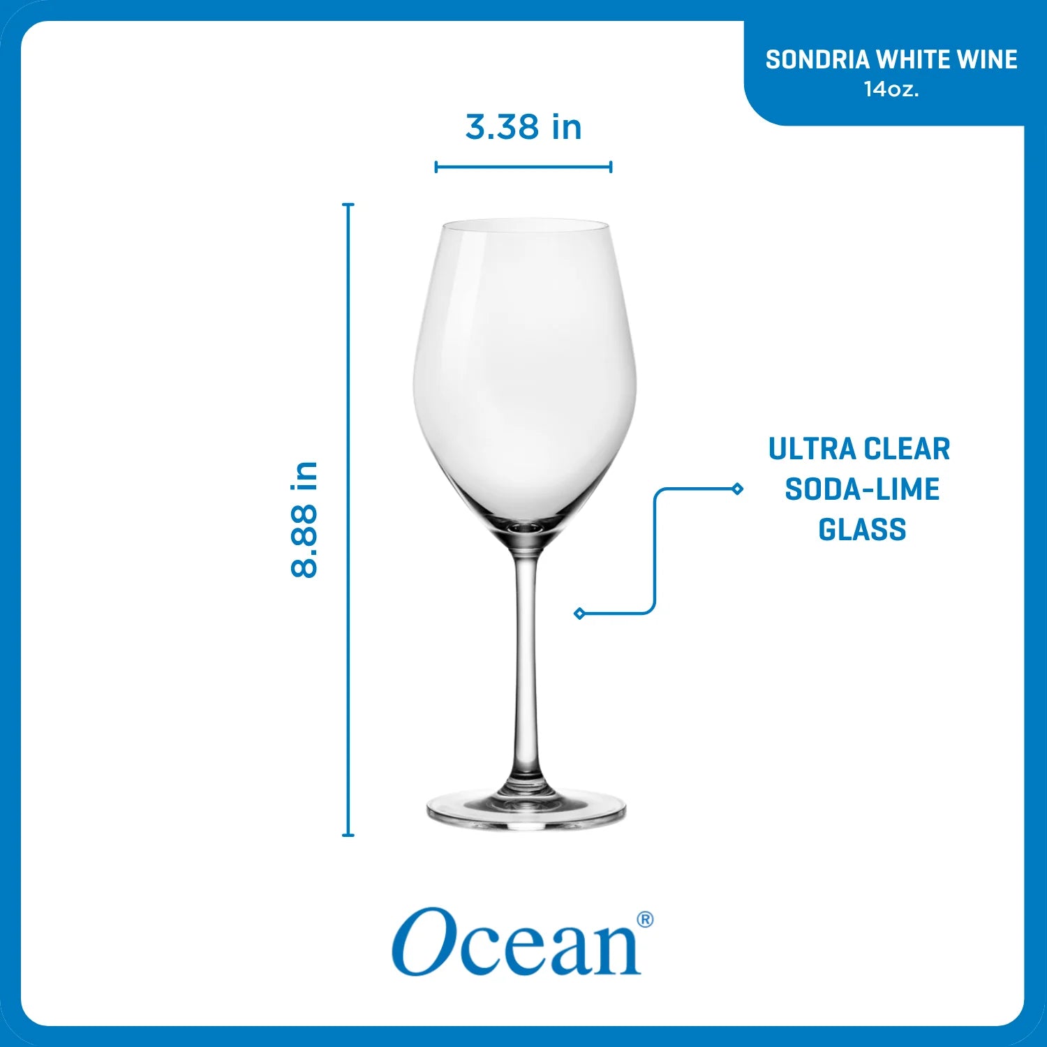 Corelle Vitrelle Sondria White Wine Glasses (4-pieces), 14-ounce, Dishwasher Safe - Image 3