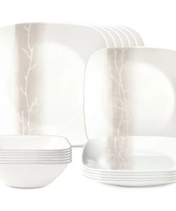 Corelle Vitrelle Square Wandering Grove 18-piece Dinnerware Set, Service for 6