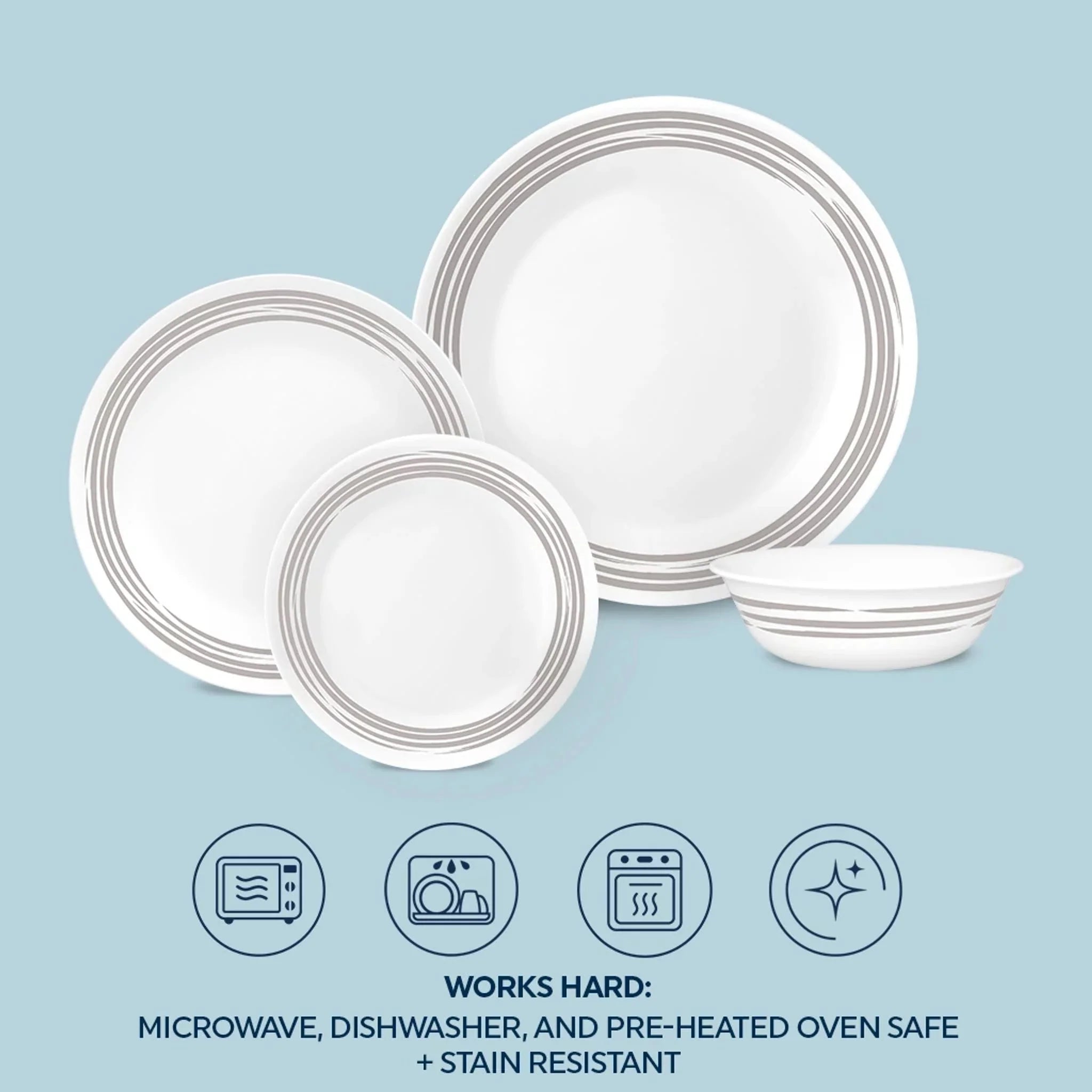 Corelle Vitrelle Brushed Silver 16-piece Dinnerware Set, Service for 4 - Image 5