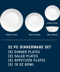 Alternative view of Corelle Vitrelle Shimmering White 32-piece Dinnerware Set, Service for 8
