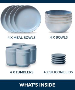 Alternative view of Corelle Vitrelle Stoneware 16-piece Dinnerware Set, Service for 4, Nordic Blue