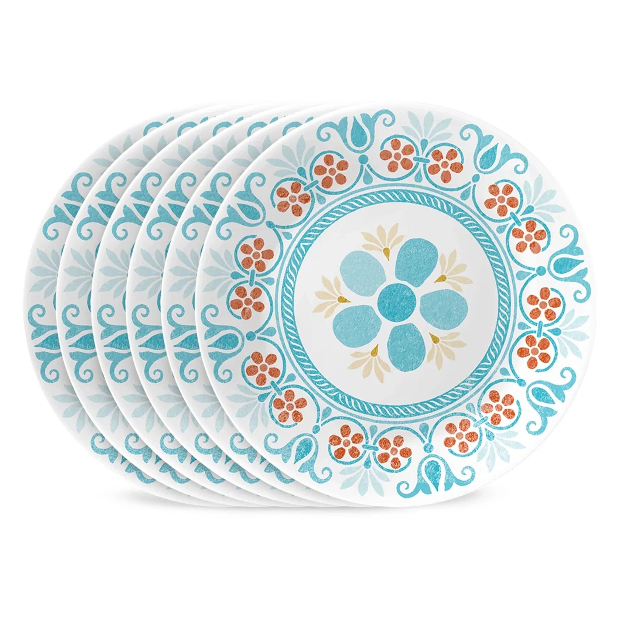 Corelle Vitrelle Global Collection Terracotta Dreams 6.75 Appetizer Plates, 6-pack