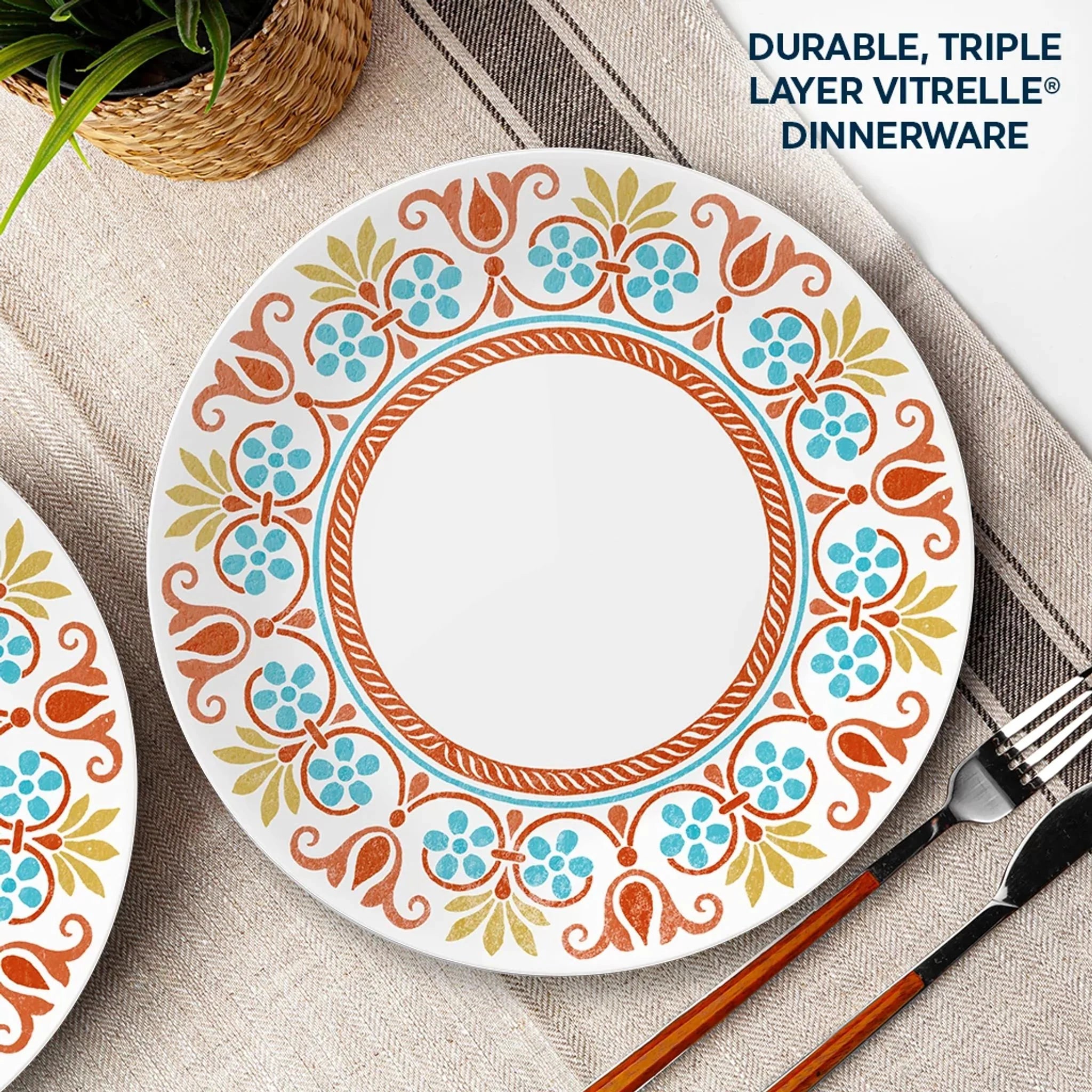 Corelle Vitrelle Global Collection Terracotta Dreams 10.25 Dinner Plate - Image 6