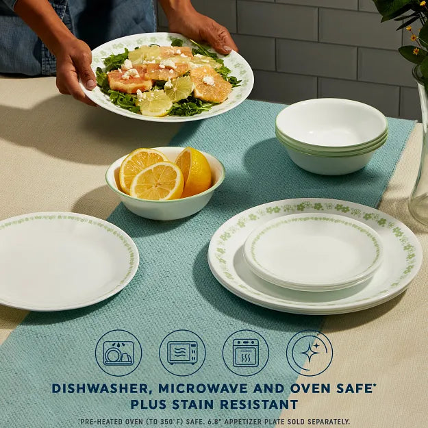 Corelle Vitrelle Spring Blossom Green 12-piece Dinnerware Set, Service for 4 - Image 3